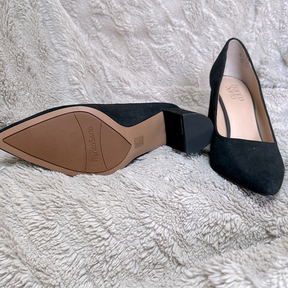 NWOB Franco Sarto Palma black suede block heel pumps - Picture 3 of 5
